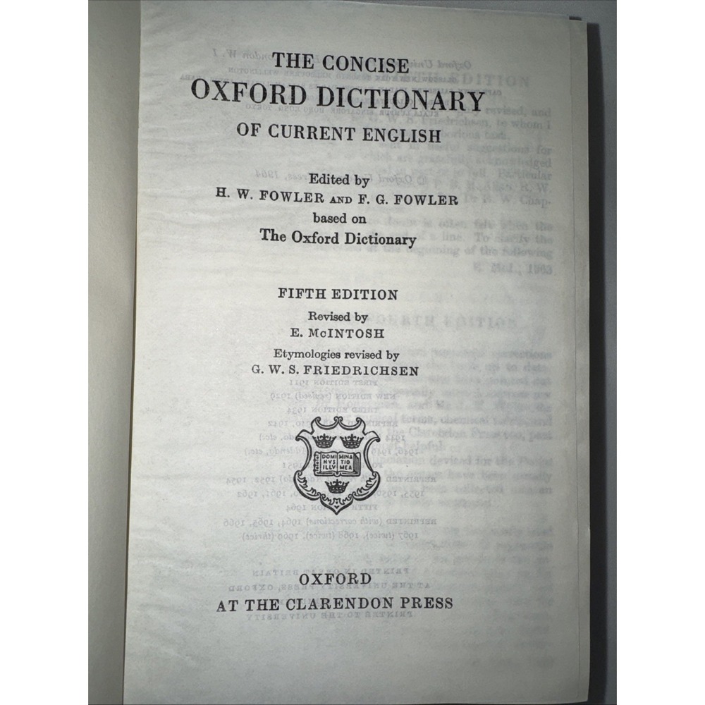 The Concise Oxford Dictionary Fifth Edition Oxford Press Hardcover-See Pictures - Picture 3 of 11